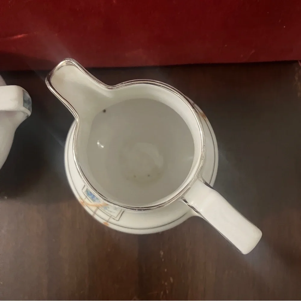 Vtg 1930s Fraunfelter Art Deco Royal Rochester Golden Pheasant Creamer & Sugar